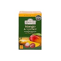 Green Tea, Mango & Lychee Teabags, 20 ct (Pack of 1) - Caffeinated & Sugar-Free