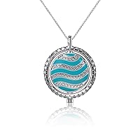 talia Rhodium Plated Sterling Silver with Hand-Applied Enamel and White Diamond Cut CZ Rotating 2 Charm Pendant Necklace on 20 to 32 Inch Chain