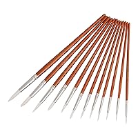 Paint Brush Set,Professional 12pcs Round Pointed Tips Paint Brushes Set Tool Fine Tip Paintbrush with Nylon Hair Wooden Handle Art Drawing Supplies for Artists Students Beginners Watercolor Oil