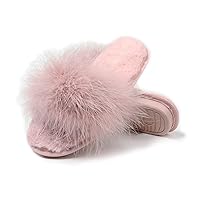 Fur Story Women's Furry Slippers Open Toe Fuzzy Slippers Memory Foam Fluffy House Slippers