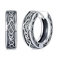 Viking Carving/Compass/Wolf/Celtic/Viking Rune/Black/Gold Viking Earrings 925 Sterling Silver Black Vintage Hoop Earrings for Men Women Viking Jewelry Gifts