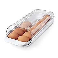 YouCopia FridgeView Rolling Egg Holder, Stackable Eggs Organizer with Removable Tray for Refrigerator Storage