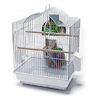 PENN-PLAX Small Bird Starter Kit with Birdcage and Accessories – Great for Parakeets, Lovebirds, Parrotlets, Finches, Canaries, and More – Arch Style Cage – White