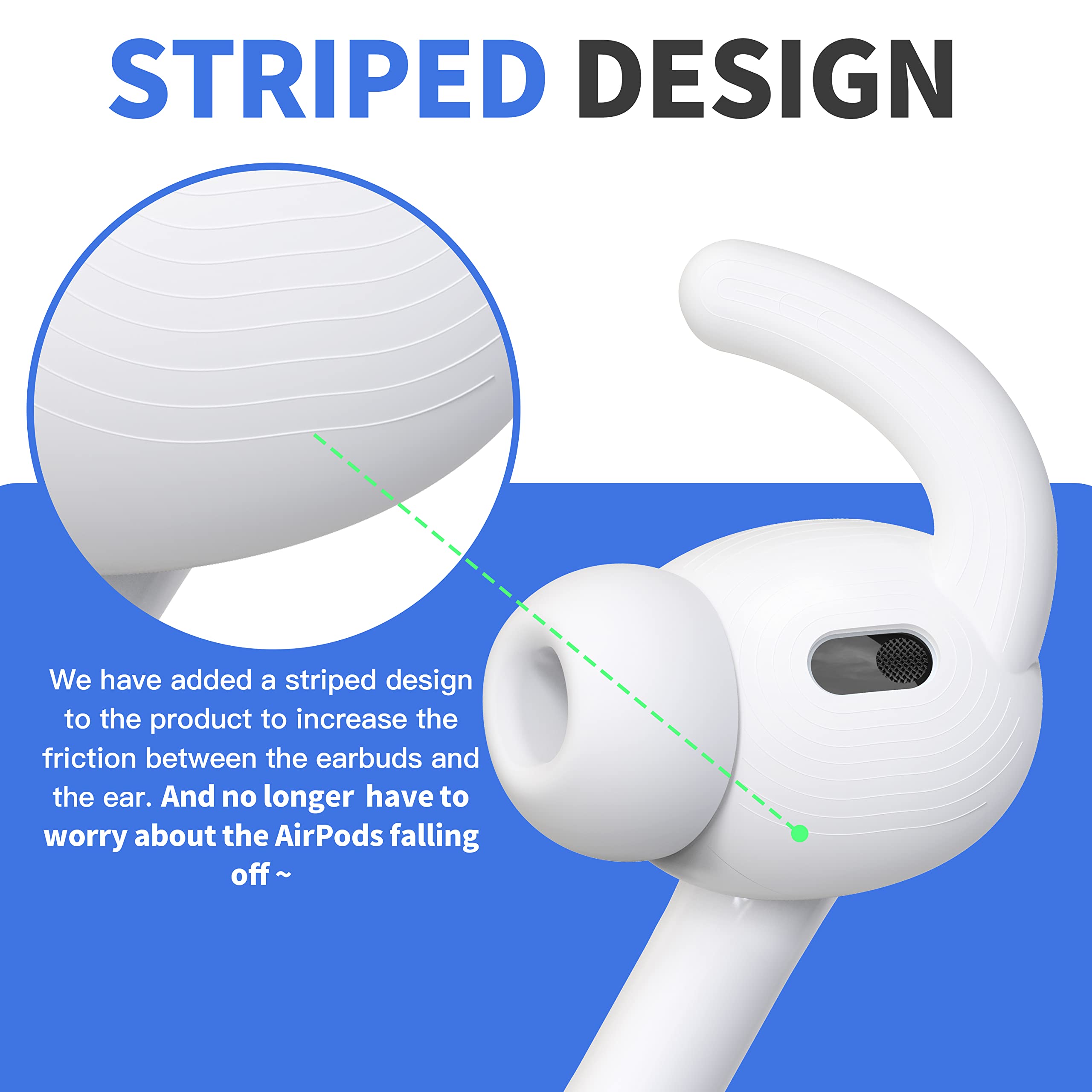 3 Pairs DamonLight Ear Hooks for AirPods Pro 2 Anti Slip Anti Scratches Sport Ear Tips Compatible with AirPods Pro 2nd Generation 2022 Released S & M & L