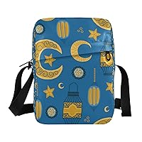 Blue Ramadan Star Moon Messenger Bag for Women Men Crossbody Shoulder Bag Crossbody Sling Bags Side Shoulder Bag with Adjustable Strap for Outdoor Travel Business