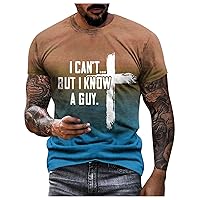 Contrast Colors Mens Shirt Letter Printed I Can't But I Know A Guy T-Shirt Crewneck Comfortable Stretch Summer
