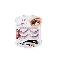 KISS Ever EZ Lashes Double Pack No. 03, Reusable Natural Eyelash Starter Kit, Includes Easy-Angle Applicator and 2 Pairs Human Hair False Eyelashes Black