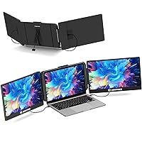 S2 Triple Monitor for Laptop, 14'' Laptop Monitor Extender Plug & Play, 1080P HD Portable Laptop Screen Extender for 13-17'' Laptops, Compatible with Windows/Mac/Surface/Android/Switch