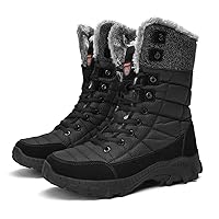 Men's Snow Boots Waterproof Winter Boots Fur Lining Thick Warm High-Top Anti-Skid Lace up Warm Mid Calf Booties Outdoor Comfort Hiking Trekking Footwear Shoes Men's Women's Winter Snow Boots