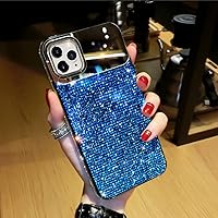 Bonitec Compatible with iPhone 13 Pro Max Mirror Case Glitter for Women Girly Bling Sparkle Luxury Gradient Glitter Rhinestone Shockproof Protective Cover Phone Case for iPhone 13 Pro Max, Blue