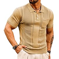 Men's Knit Polo Shirts Short Sleeve Texture Lightweight Golf Shirts Sweater