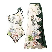 White Swimsuit Top Modest Bathing Suit for Women Tankini Set Bikini Skirt Swimwear+1 Piece Cover UP Two Piece