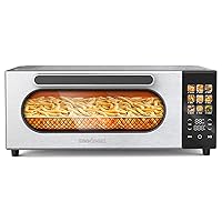 SEEDEEM 10-in-1 Air Convection Toaster Oven, 15L Convection Toaster Oven Cooker with Color LCD Display and Touch Screen, Toaster, Air Fryer, Dehydrate, 4 Accessories Included, 1800W, Silver