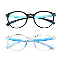 Kids Blue Light Blocking Glasses 2 Pairs UV400 Protection Anti Blue Ray Computer Glasses for Boys Girls Age 3-12
