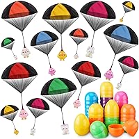 30 Pack Easter Eggs Stuffers Easter Parachute Toys Egg Toys with Parachute Easter Basket Fillers Eggs Prefilled with Hand Throw Flying Toys for Girls Boys Easter Party Favor Classroom Gifts
