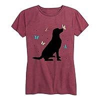 Dog and Butterflies-Women's Short Sleeve Graphic T-Shirt