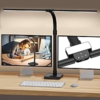 LED Desk Lamp for Home Office, 24W Bright Desk Lamp with Phone Holder Base - 25 Lighting Modes Eye-Caring Desk Light Adjustable Gooseneck Lamp for Workbench Drafting Reading Study