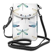 GERRIT Watercolor dragonflies Leather Cell Phone Crossbody Wallet Purses Small Crossbody Bags for Women