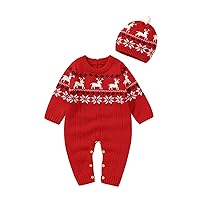 Toddler Fall Outfits Boy Newborn Infant Boy Girl Christmas Deer Knitted Sweater Baby Jumpsuit Toddler Hoodies