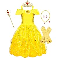 WonderBabe Jasmine Costume for Toddler Girls Arabian Sequined Princess Dress Up Kids Cosplay Costumes 