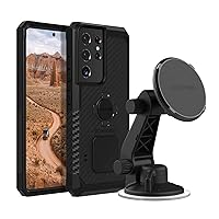 Rokform - Galaxy S21 Ultra 5G Rugged Case + Magnetic Windshield Suction Phone Mount