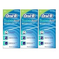 Oral-B Super Floss, 50 Pre-Cut Strands, Mint (Pack of 3)