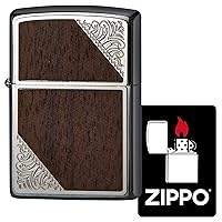 2SW-Wood Windproof Brass Lighter Wood Plate with Special Stickers, Silver
