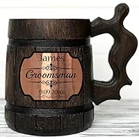 Personalized Wooden Beer Mug. Personalized Groomsmen Gift. Groomsmen Beer Mug. Groomsman Gift. Wedding Gift. Best Man Gift. Wooden Tankard. Personalized Wedding Gift. Wood Mug. Custom Beer Steins K2