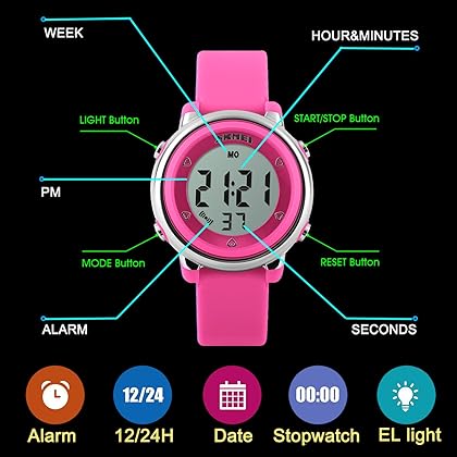 USWAT Kid Watch Multi Function 50M Waterproof Sport LED Alarm Stopwatch Digital Child Wristwatch for Boy Girl