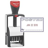 Heavy Duty Self Inking Date Stamp with Phrase Posted - 2 Color Blue/Red Ink