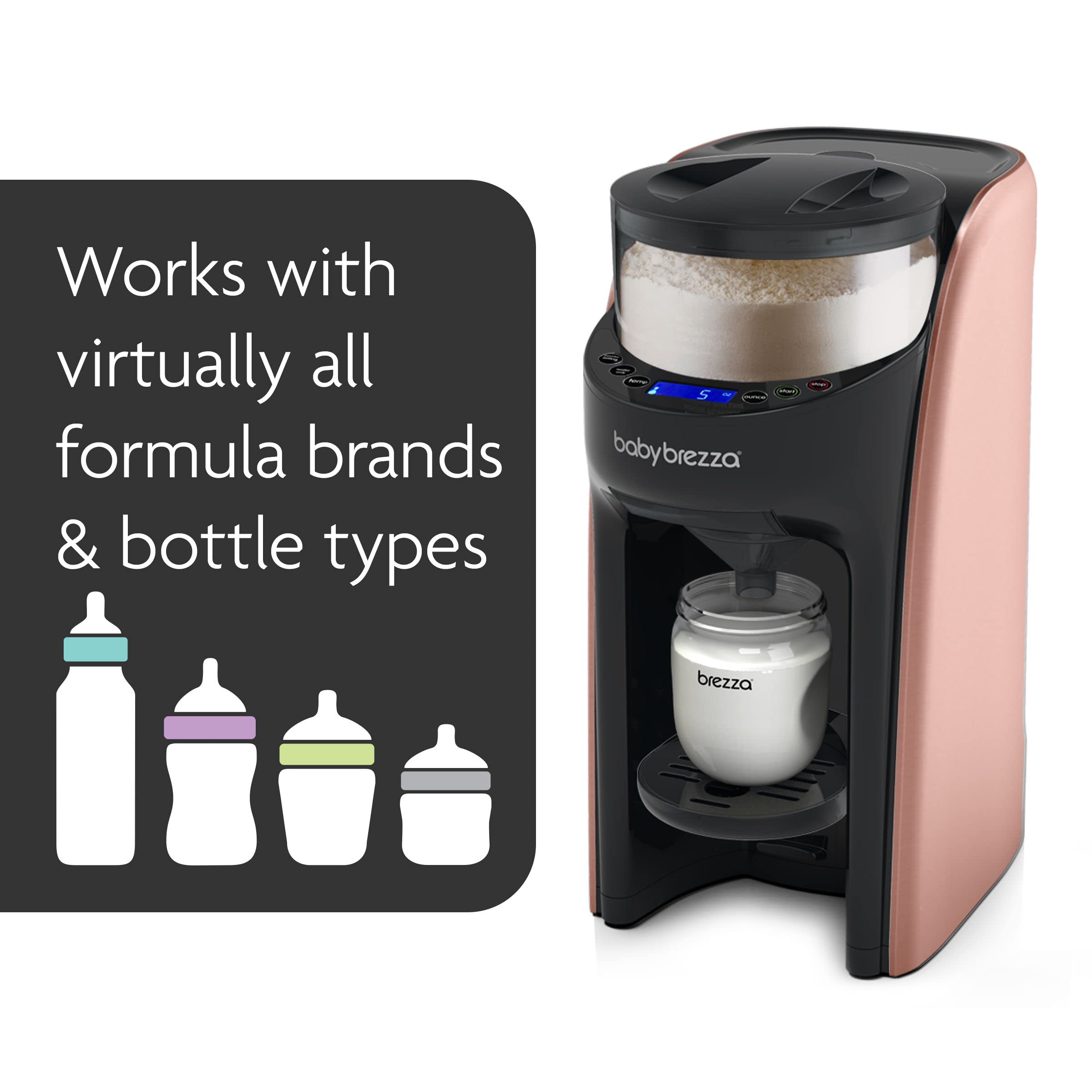 New and Improved Baby Brezza Formula Pro Advanced Formula Dispenser Machine - Automatically Mix a Warm Formula Bottle Instantly - Easily Make Bottle with Automatic Powder Blending, Rose Gold