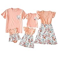 Mommy and Me Flared Dresses,Family Matching Outfits Shirts Rainbow Loose Swing Short T-Shirt Babydoll Slip Dress…