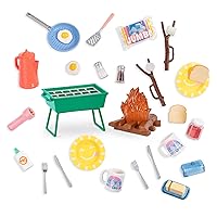 Campfire & Portable BBQ Grill Set – Marshmallows, Toasting Sticks, and Play Food – 14-inch Doll Accessories for Kids Ages 3 and Up – Children’s Toys