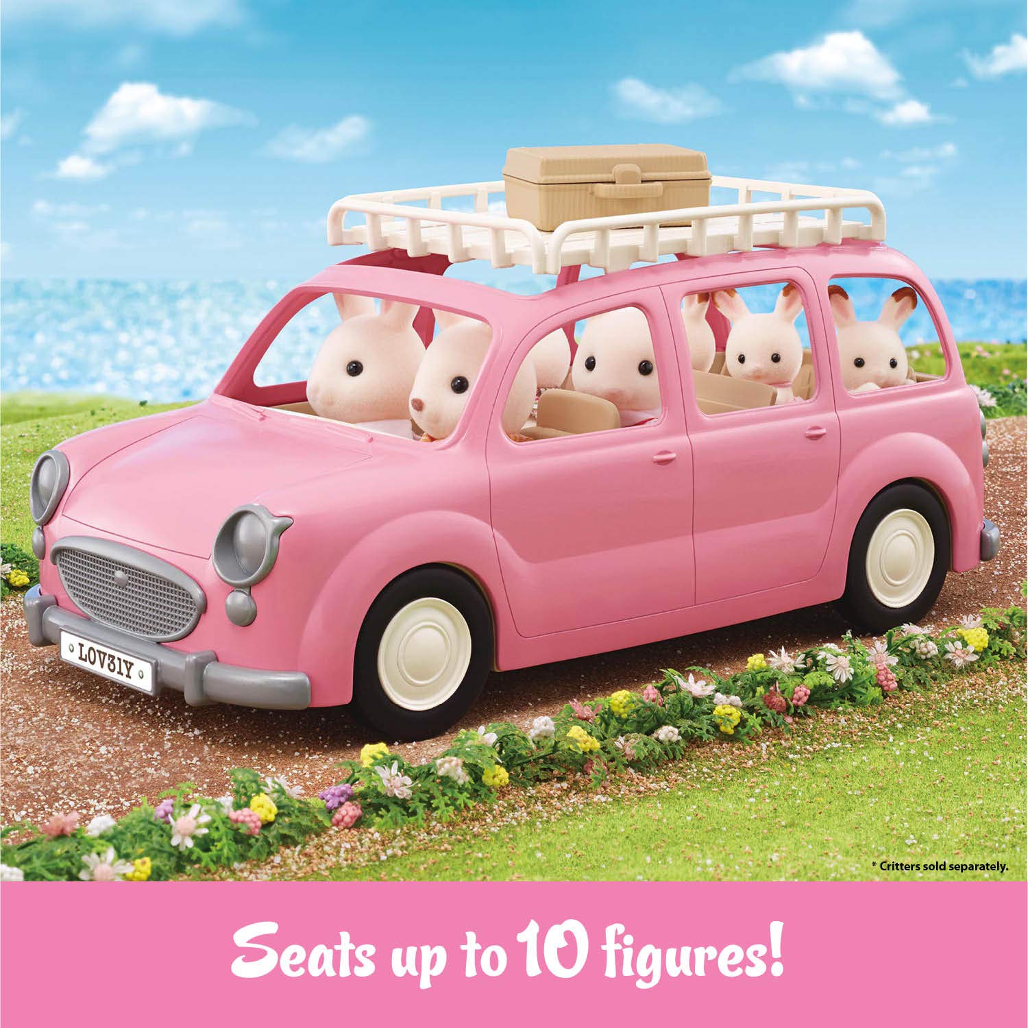 Calico Critters Family Picnic Van for Dolls, Toy Vehicle Seats up to 10 Collectible Figures