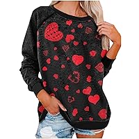 Oversized Sweatshirt For Women Loose Long Sleeve Crewneck Pullover Valentine's Day Heart Printed Casual T-Shirt Tops