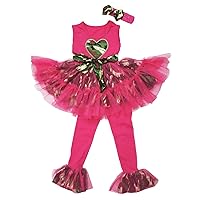 Petitebella Camo Heart Hot Pink Camouflage Dress Vest Pants Tutu Legging Girl Clothing 1-8y