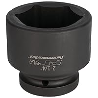 Performance Tool M745-52 1 In Drive 2-1/4 In Impact Socket for Heavy-Duty Automotive Repairs and Maintenance Jobs with High-Torque Output Capability, Black
