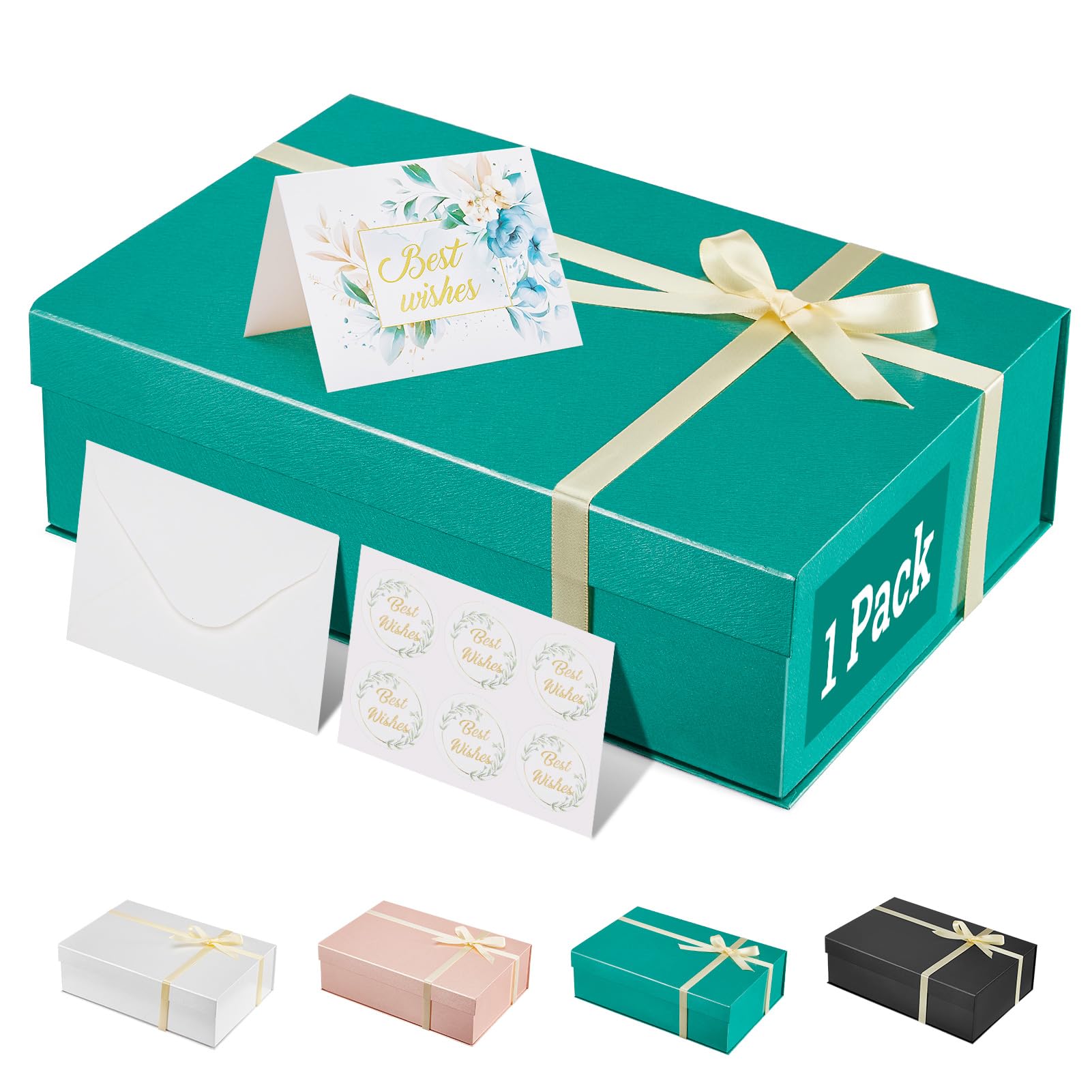 MESHA 13.5x9x4'' 1PC Black & 1PC Green Magnetic Gift Boxes