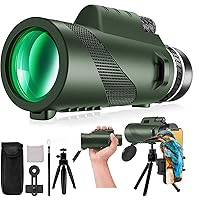 80x100 HD Monocular Telescope for Adults with Smartphone - High Power Monocular with Adapter Lightweight BAK-4 Prism Monoculars for Bird Watching Stargazing Hunting Camping Hiking Travel
