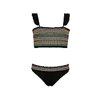 Hobie Girls' Bandeau Bikini Top and Hipster Bottom Swimsuit Set