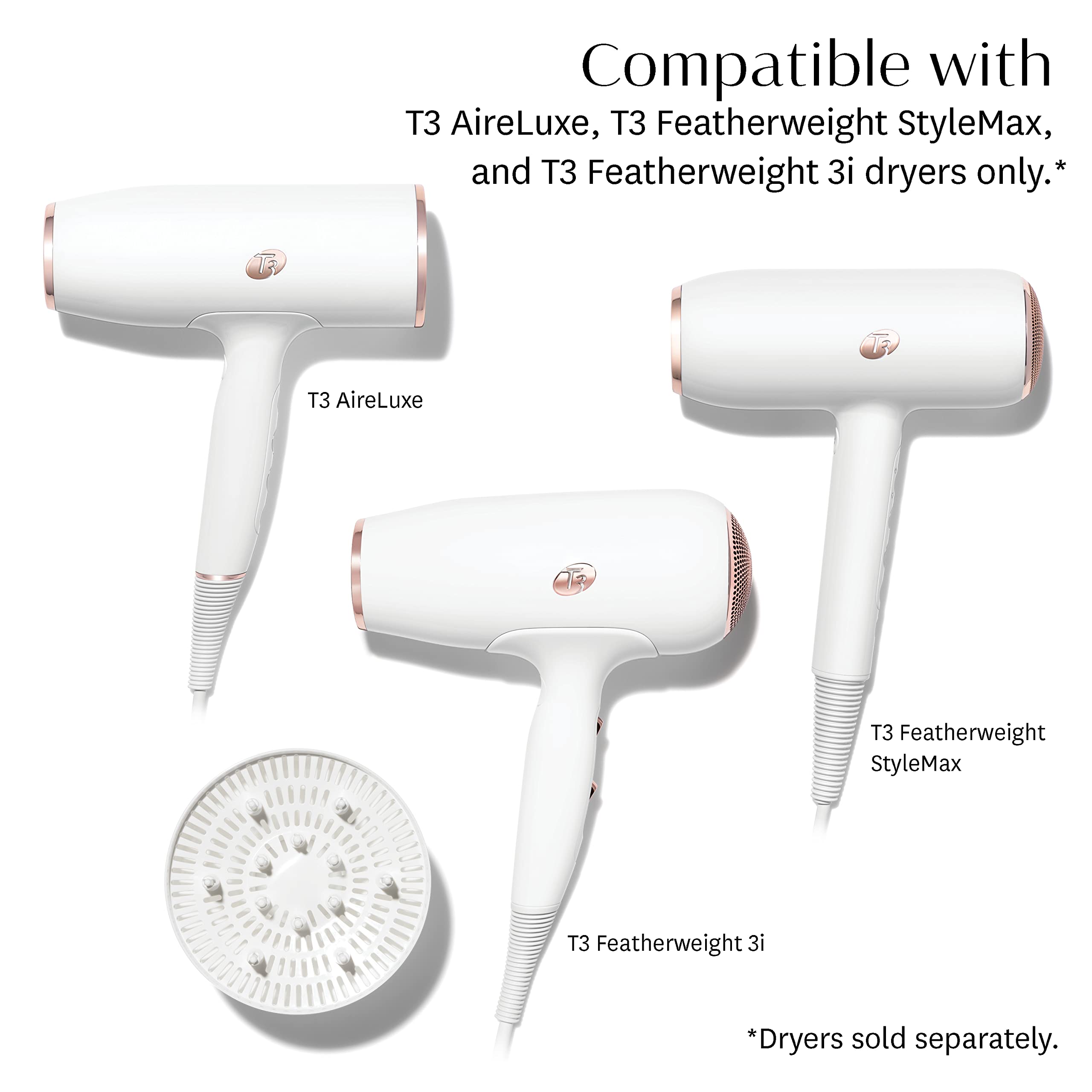 T3 SoftTouch 3 Diffuser | Compatible with T3 AireLuxe, T3 Featherweight StyleMax & T3 Featherweight 3i Hair Dryers only | Volumize, Define Curls and Eliminate Frizz for Wavy, Curly or Coily Hair