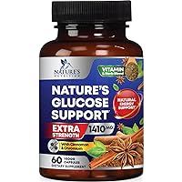 Glucose Support Complex, Advanced Extra Strength Herbal Supplement with Cinnamon, Alpha Lipoic Acid and Chromium - 20 Herbs & Vitamin Blend - Best Vegan Complex - 60 Capsules