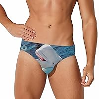 Beluga Whale Funny Swim Briefs for Men Bikini Swimsuit Low Rise Short Surfing Briefs Swimwear