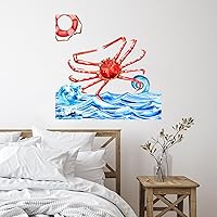 Ocean Beach Nautical Theme Underwater Crab Wall Art Decal Funny Boat Ship Steering Wheel Perching Bird Trucks Wall Sticker Vinyl Wall Art Murals Quotes for Kids Room Car Dorm Home Decor 28in