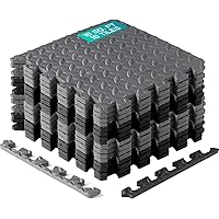 Yes4All 12, 16, 36 SQ. FT Puzzle/Interlocking Exercise Mat Tiles for Home Gym, Exercise EVA Foam Floor Padding with Border for Workout Equipment