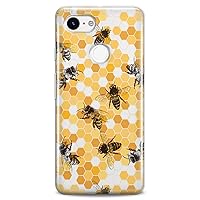 TPU Case Compatible for Google Pixel 8 Pro 7a 6a 5a XL 4a 5G 2 XL 3 XL 3a 4 Realistic Bee Clear Honeycomb Slim fit Yellow Print Soft Design Colorful Cute Flexible Silicone Elegant Bright