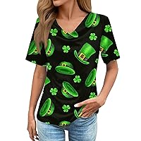 Women Blouse,Short Sleeve Plus Size Top Loose Green St. Patrick's Printed Shirt Summer Casual Fashion Tee T Shirt