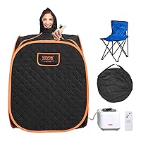 Portable Personal Steam Sauna Spa Tent with 2L 1000 Watt Steam Generator, Includes Foldable Chair, Home Therapeutic Sauna Blanket for Detox Relaxation, Time & Temperature Remote Control