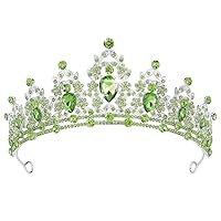 Tiaras for Women, Didder Crystal Crown Green Tiara Crowns for Women, Tiaras for Girls Silver Princess Crown Wedding Tiaras and Crowns for Women Brides Birthday Party Christmas