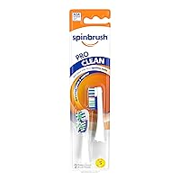 Spinbrush Pro Clean Replacement Heads, Soft Bristles, For Battery Toothbrush, 2-Pack